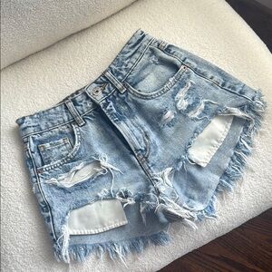 Bershka Distressed Denim Shorts 24